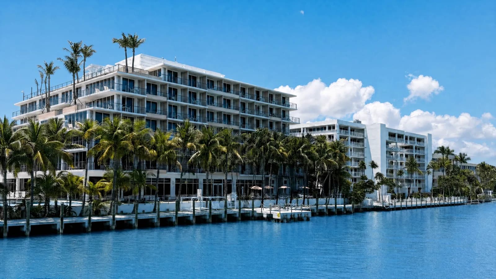 Waterfront recovery hotel exterior in Miami Beach